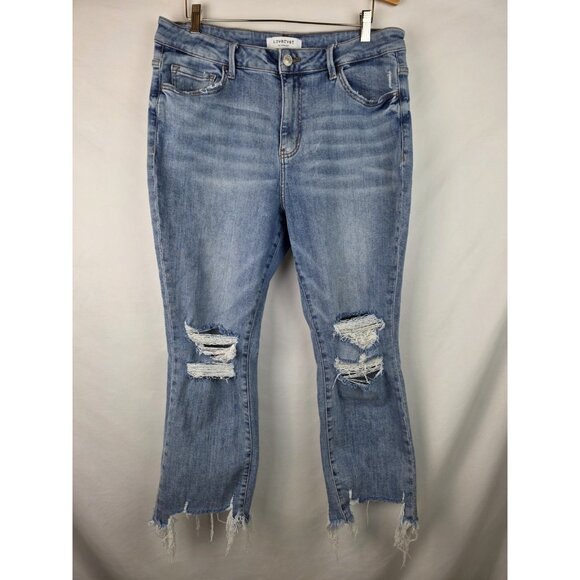 Lovervet by Vervet Jeans Women's Size 18 Distressed Cropped Flare Denim Pants - Picture 12 of 12